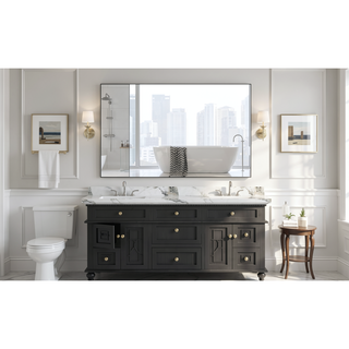 Sunvega 48x32 Inch Oversized Aluminum Frame Modern Rectangle Bathroom Mirror