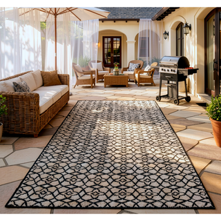 Sunvega Reversible Outdoor Rug with Protective Coating and Strap Stakes for Patio