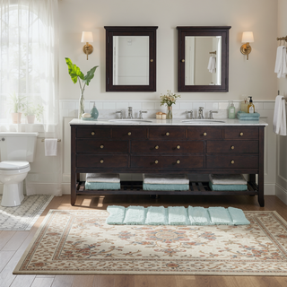 Sunvega Soft Fade Resistant Non Skid Bath Rug with High Low Stripe Design