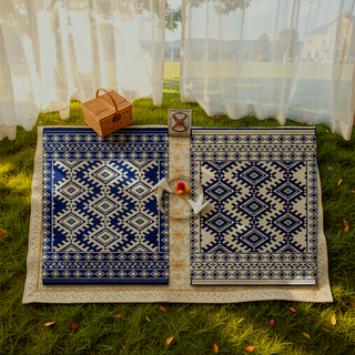 Sunvega Reversible Outdoor Rug with Protective Coating and Strap Stakes for Patio