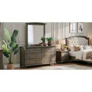 Sunvega Dark Brown Tufted Polyurethane Upholstered King Size Bed Frame