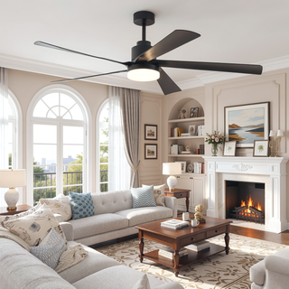 Sunvega 60 inch Modern Wood Ceiling Fan with Light and Remote Control, 6-Speed Noiseless Reversible DC Motor