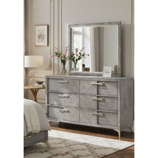 Sunvega Sand Colored Beveled Glass Poster Mirror with Metal Accents