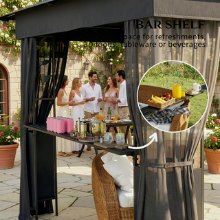 Sunvega Spacious 10x13ft Outdoor Gazebo with Removable Curtains and Two-Tier Roof