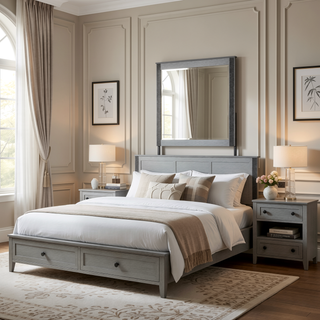 Sunvega Silver Nightstand with Spacious Drawers and Hidden Jewelry Compartment