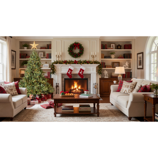 Sunvega 7FT Full-Shape Pre-Lit Christmas Tree with 750 UL Lights and Hinged Structure
