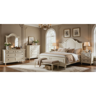 Sunvega Sleek Modern Nightstand with Two Spacious Drawers in Pearl White Finish