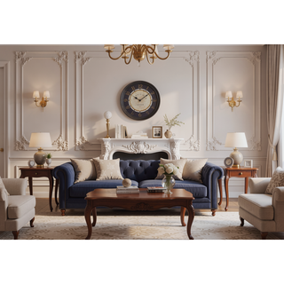 Sunvega 16" Round Wall Clock with Antique Brown Frame and Non-Ticking Quartz Movement