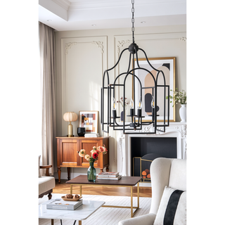Sunvega Malin Entry 4-Light Chandelier with Satin Black Finish for Kitchen Dining Room