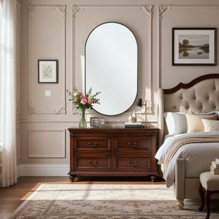 Sunvega 20x28 Inch Oval Shatterproof Mirror with Aluminum Frame for Modern Rooms