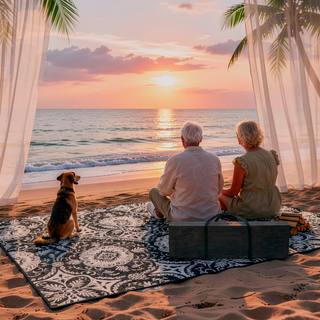 Sunvega Reversible Outdoor Rug with Protective Coating and Strap Stakes for Patio