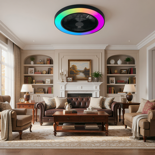 Sunvega 23-inch Smart Ceiling Fan Light with RGB LED Dimmable Color-Changing for Living Room