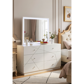 Sunvega Lacquer Frame Mirror with Integrated LED Lighting for Modern Decor