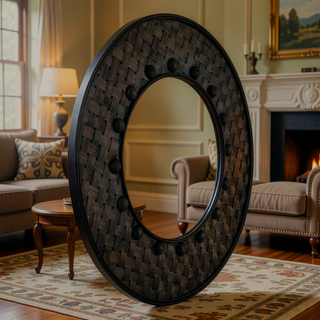 Sunvega Sunburst-Shaped PU Art Decorative Wall Mirror for Bathroom Bedroom