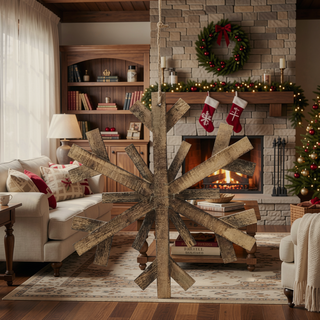 Sunvega Weathered Finish Iron Snowflake Hanging Ball Ornaments for Holiday Decor