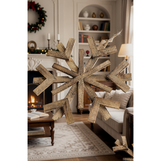 Sunvega Weathered Finish Iron Snowflake Hanging Ball Ornaments for Holiday Decor