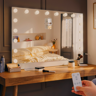 Sunvega 31.5"x22.8" Ultra-Thin Hollywood Vanity Mirror with 18 LED Lights and Remote Control