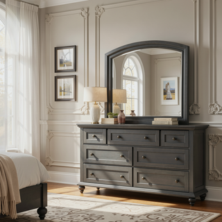 Sunvega Gray Modern Nightstand with Full Extension Drawers and Felt-Lined Top