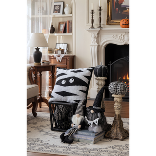 Sunvega Handcrafted 4.3x4x26.8 Inch Fabric Sitting Black Gnome With Broomstick