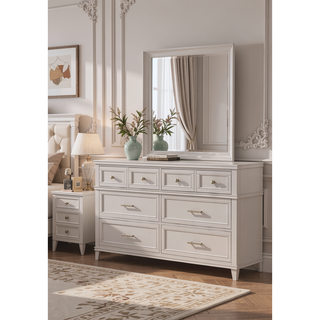 Sunvega Sand Colored Beveled Glass Poster Mirror with Metal Accents