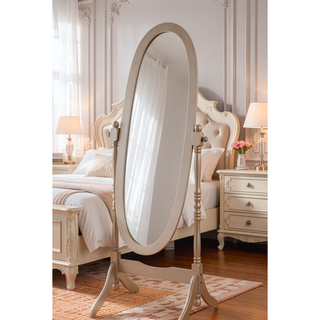 Sunvega Silver Cheval Mirror with Wood Frame for Traditional Decor Tilts