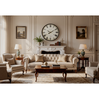 Sunvega 20 Inch Round Wall Clock with Antique Brown Roman Numerals