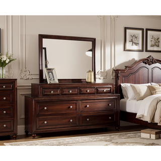 Sunvega Cappuccino Nightstand with Curved Drawer Fronts and Real Wood Veneers