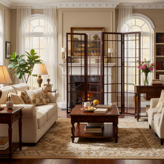 Sunvega 70 Inch Tall 4-Panel Shoji Screen Room Divider in Floral Print