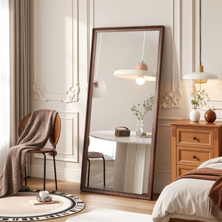 Sunvega Full Length Mirror with Faux Wooden Frame for Wall-Mounted Outfit Check