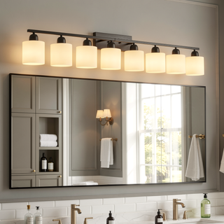 Sunvega Gold Vanity Light Fixture with Milky White Glass Shade for Mirror Bathroom