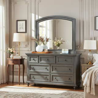 Sunvega Gray Modern Nightstand with Full Extension Drawers and Felt-Lined Top