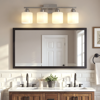 Sunvega Gold Vanity Light Fixture with Milky White Glass Shade for Mirror Bathroom