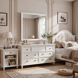 Sunvega White Queen Upholstered Bed with Modern LED Accent Lighting