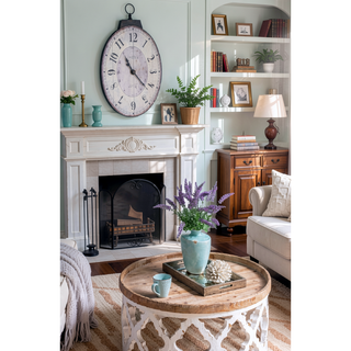 Sunvega Antique White Oversized Oval Wall Clock for Kitchen Living Room