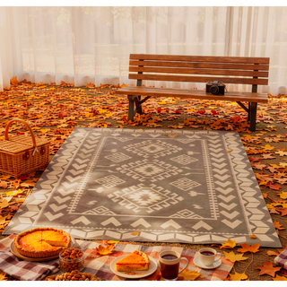 Sunvega Reversible Outdoor Rug with Protective Coating and Strap Stakes for Patio