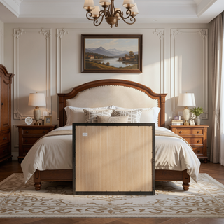 Sunvega Dark Brown Tufted Polyurethane Upholstered King Size Bed Frame