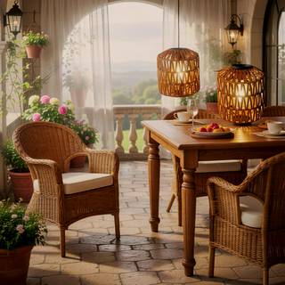 Sunvega Waterproof Rattan Solar Lanterns with Auto On/Off for Outdoor Garden Yard