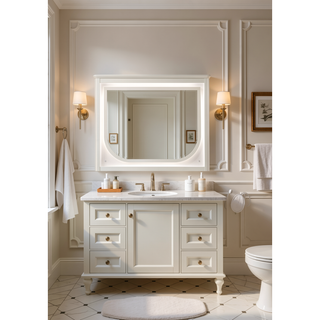 Sunvega Sleek Modern Nightstand with Two Spacious Drawers in Pearl White Finish