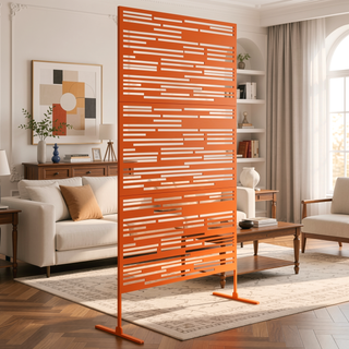 Sunvega 6 Panel Folding Privacy Screen with Removable Shelves and Hinged Design
