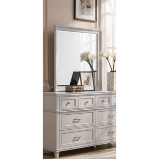 Sunvega Sand Colored Beveled Glass Poster Mirror with Metal Accents