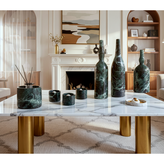 Sunvega Diamond Green Natural Marble Luxury Living Room Accessories 7 Pcs Set
