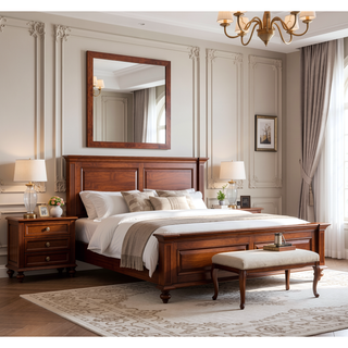 Sunvega Dark Brown Tufted Polyurethane Upholstered King Size Bed Frame