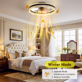 Sunvega Ultra Quiet Ceiling Fan with Light and Hidden Blades for Bedroom