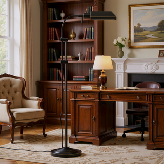 Sunvega Modern Dark Bronze Metal Floor Lamp with Adjustable Pole and Rectangular Shade