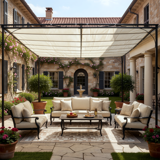 Sunvega 10x10 Steel Outdoor Pergola Gazebo with Weather-Resistant Polyester Fabric Roof