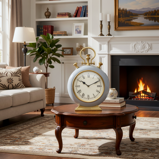 Sunvega Grey Gold Accent Table Clock Aluminum Desk Clock 10x3x14 Inches