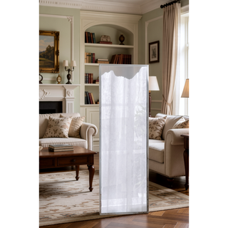 Sunvega Large Rectangular Full Length Mirror with Distressed Ivory Frame and Gold Floral Crown