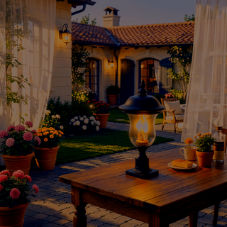 Sunvega Retro Elegant Outdoor Lamp Post Light with Clear Glass Shade for Yard