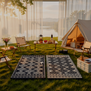 Sunvega Reversible Outdoor Rug with Protective Coating and Strap Stakes for Patio