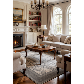 Sunvega Modern Transitional Geometric Southwestern Textured High-Low Cut Loop Area Rug